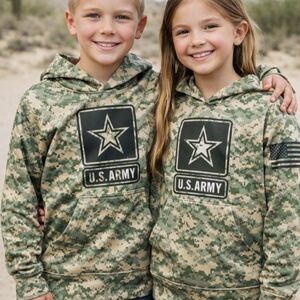 U.S. Army Kids Digital Camo Hoodie in Green and Tan